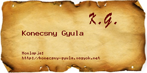 Konecsny Gyula névjegykártya